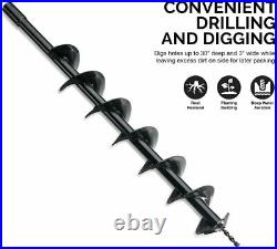 30 Inch Auger Post Hole Digger Bit Carbon Steel 6 Inch Wide Skid Steer Drill New