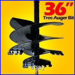 36 x 4' Skid Steer Tree Auger Bit, Uses 2 Hex Drive, Fits all brands, Made USA