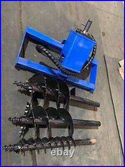 AGT Skid Steer Auger Drive Post Hole Digger Frame Attachment with6in/12in/14in Bit