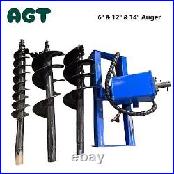 AGT Skid Steer Hydraulic Auger Attachment Post Hole Digger 6 & 12 & 14 Bits