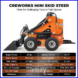 AHM Mini Skid Steer 23hp Wheel Loader with Bucket B&S Gas EPA Engine Wheel Type