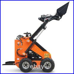 AHM Mini Skid Steer Compact Track Loader with Detachable Bucket 23hp Gas Engine