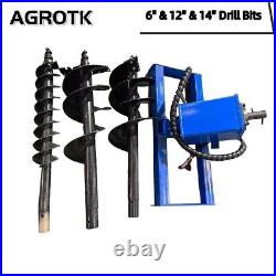 Agrotk Skid Steer Attachment Hydraulic Auger Frame Post Hole Diggers 6 12 14