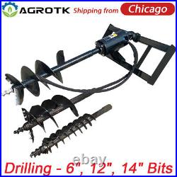 Agrotk Skid Steer Hydraulic Auger Attachment Digger Drilling 6'' & 12? &14'