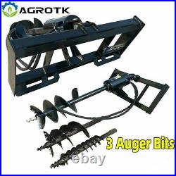 Agrotk Skid Steer Hydraulic Auger Attachment Post Hole Digger 6'' & 12? &14'