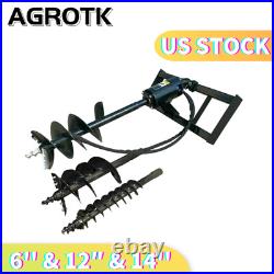 Agrotk Skid Steer Hydraulic Auger Attachment Post Hole Digger 6'' & 12? & 14'