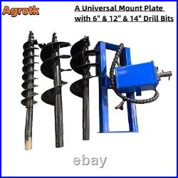 Agrotk Skid Steer Hydraulic Auger Frame Post Hole Diggers 6 12 14 Heavy Duty