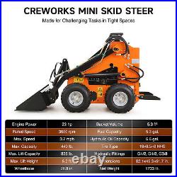 CREWORKS 23HP Mini Skid Steer 1733lbs Gas EPA Engine Track Loader Electric Start