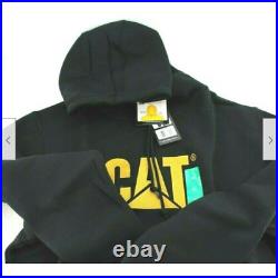 Caterpillar Heavy Machinery Equipment Logo Hoodie Sweatshirt Pullover XL BLACK