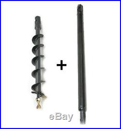 EarthOgre Skid Steer Earth Auger Bit, 6 Diameter, 2 Hex Drive with 60 Extension