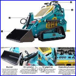 Free Ship 13.5HP/8.5kw Mini Skid Steer Loader Track+4 In One Bucket+Auger Garden