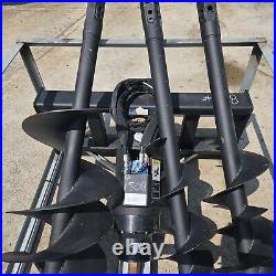 Great Bear Skid Steer Auger Attachment Post Hole Digger w 3 BITS 9, 12 & 18 HEX