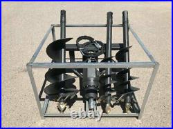 Hydraulic Skid-Steer Auger with 3 Auger 10,12,16 Bits BRAND NEW