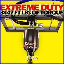 MCMILLEN X2475D SKID STEER AUGER EXTREME DUTY 20 GPM With 6 x 48 Rock Bit