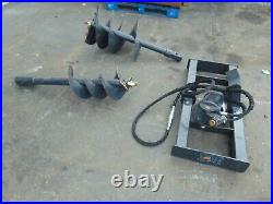 New 2022 Universal Skid Steer Auger Fence Post Drill Attachment 2 Bits Included