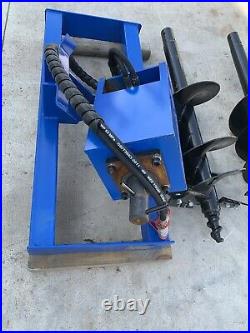 New Agrotk Skid Steer Hydraulic Auger Attachment Post Hole Digger Bobcat CAT