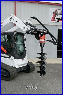 Skid Steer Auger Attachment 10-20 GPM 2 Hex with 1/2 Hoses and Mount Kubota