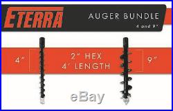Skid Steer Auger Bundle Eterra Brand 4 & 9 Auger Bits -Speedy Shipping