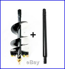 Skid Steer Earth Auger Bit, 12 Diameter, 2 Hex Drive with 48 Extension Shaft