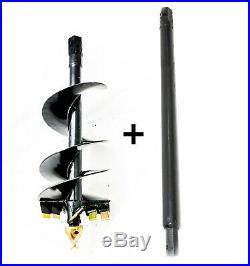 Skid Steer Earth Auger Bit, 12 Diameter, 2 Hex Drive with 60 Extension Shaft