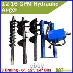 Skid Steer Hydraulic Auger Attachment Post Hole Digger 6''&12? &14'' Heavy Duty
