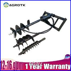 Skid Steer Hydraulic Auger with 3 bits 12-16 gpm