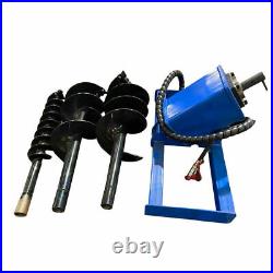 Skid Steer Hydraulic Drive & Bit Post Hole Digger With 3 Drilling 6 12 14Bits